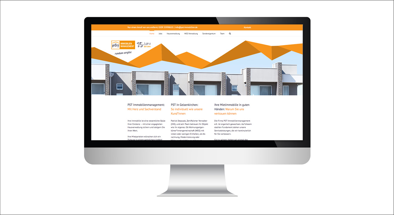 PST Immobilien, Jubilaeumslogo auf der Website
