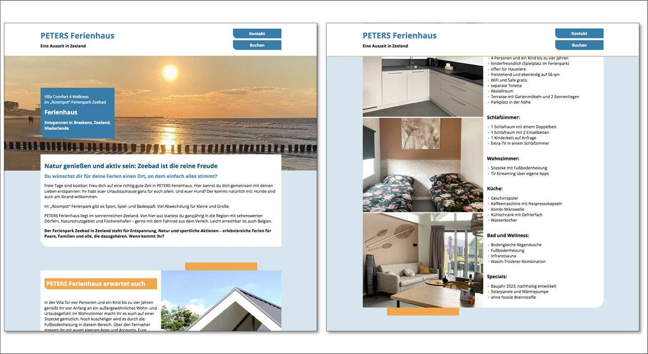 Website Peters Ferienhaus