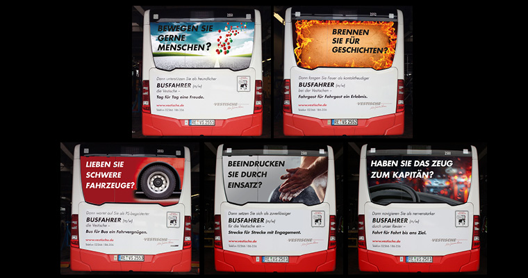 Werbekampagne auf den Hecks der Busse im Kreis Recklinghausen