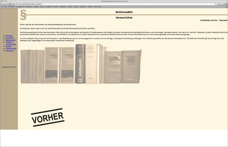 Homepage Rechtsanwaltskanzlei Herten vorher